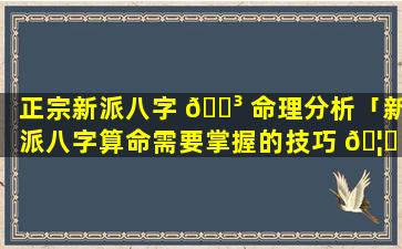 正宗新派八字 🐳 命理分析「新派八字算命需要掌握的技巧 🦅 」